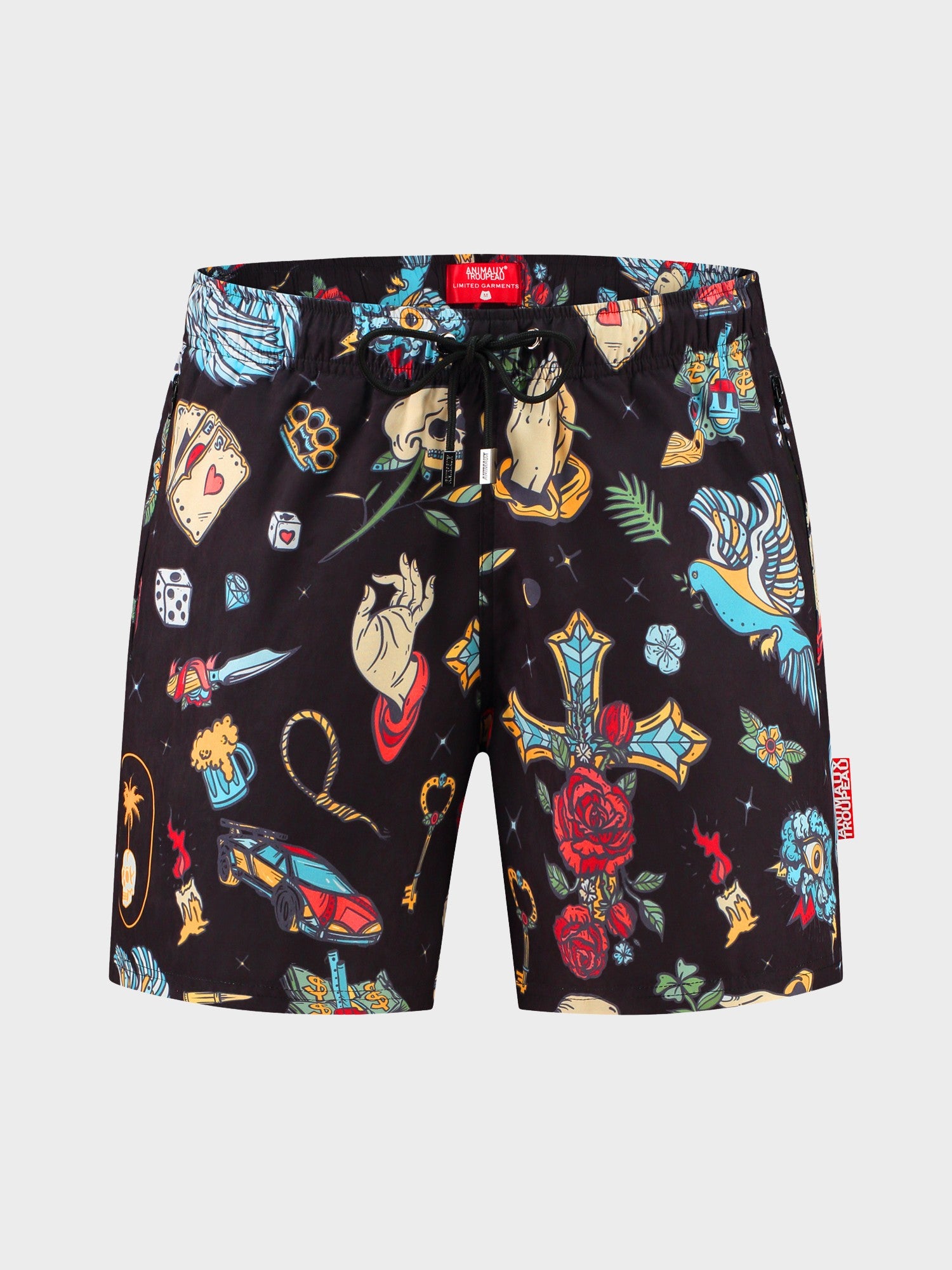 Zwembroek heren zwart Animaux Troupeau Black Rose Front Zwembroek heren zwart Animaux Troupeau Black Rose Front