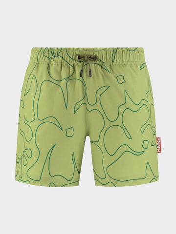 Zwembroek heren bloemen groen Animaux Troupeau Blossem Front