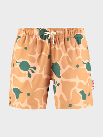 Zwembroek heren bloemen oranje Animaux Troupeau Blossem front 