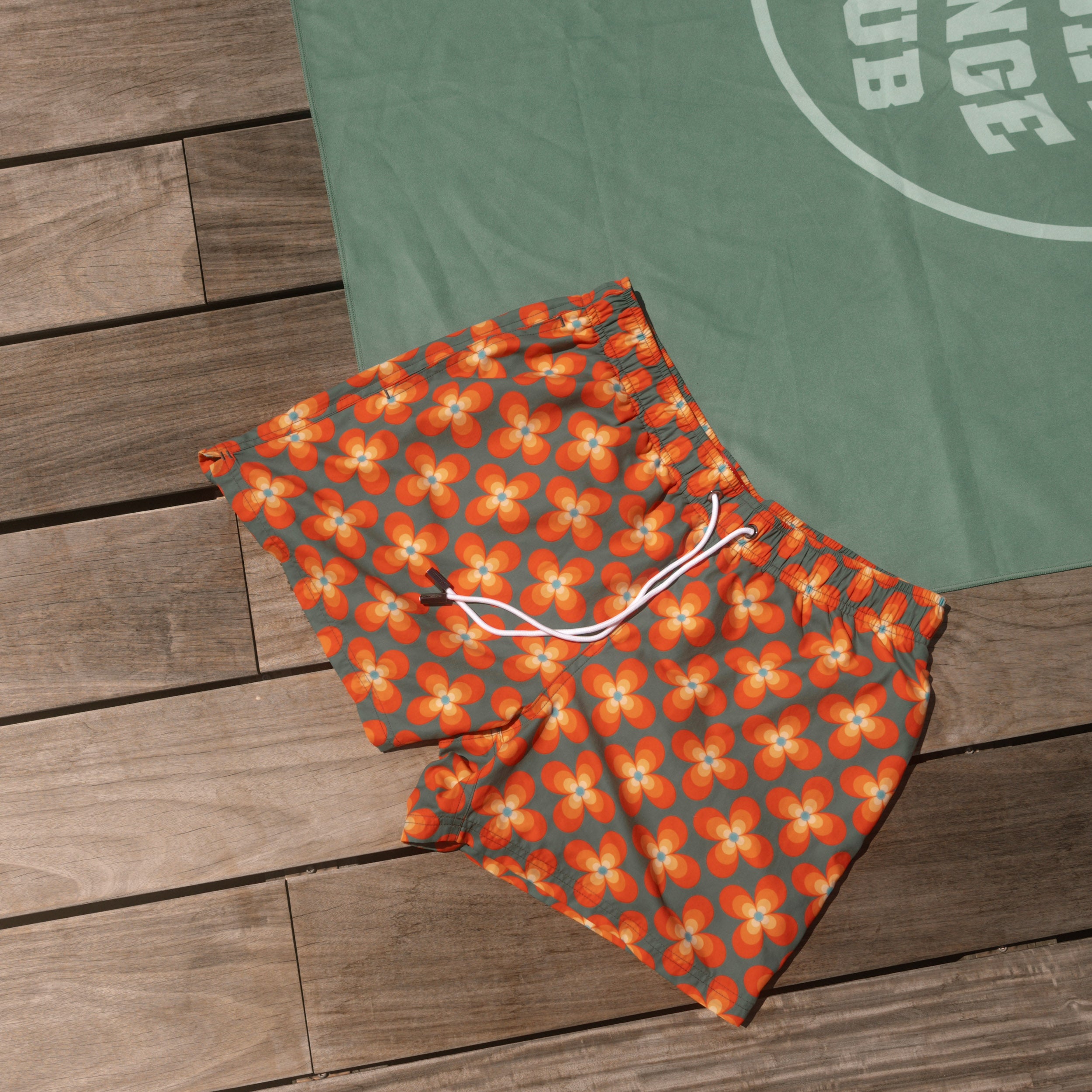 Zwembroek heren oranje bloemen Animaux Troupeau Yoko Hoa Campaign