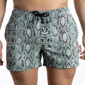 Zwembroek heren Slangenprint Animaux Troupeau Green Python Front
