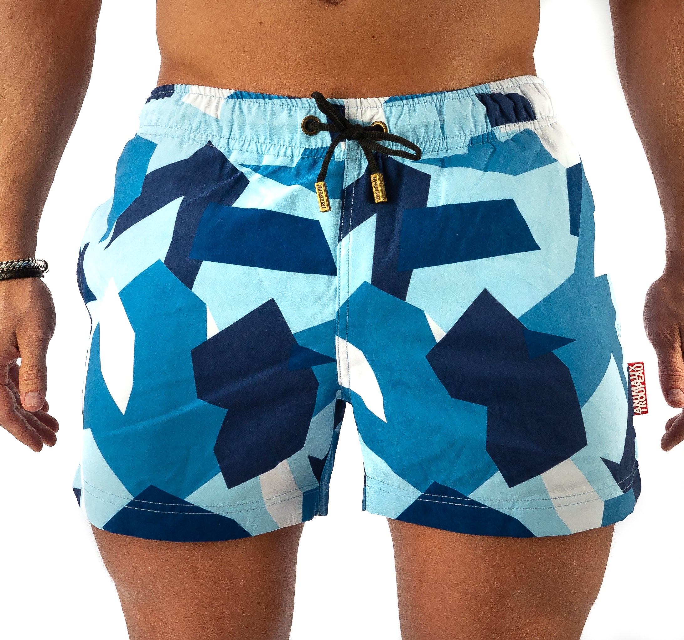 Zwembroek heren camouflage Animaux Troupeau Blue Camo Front