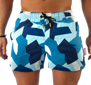 Zwembroek heren camouflage Animaux Troupeau Blue Camo Front