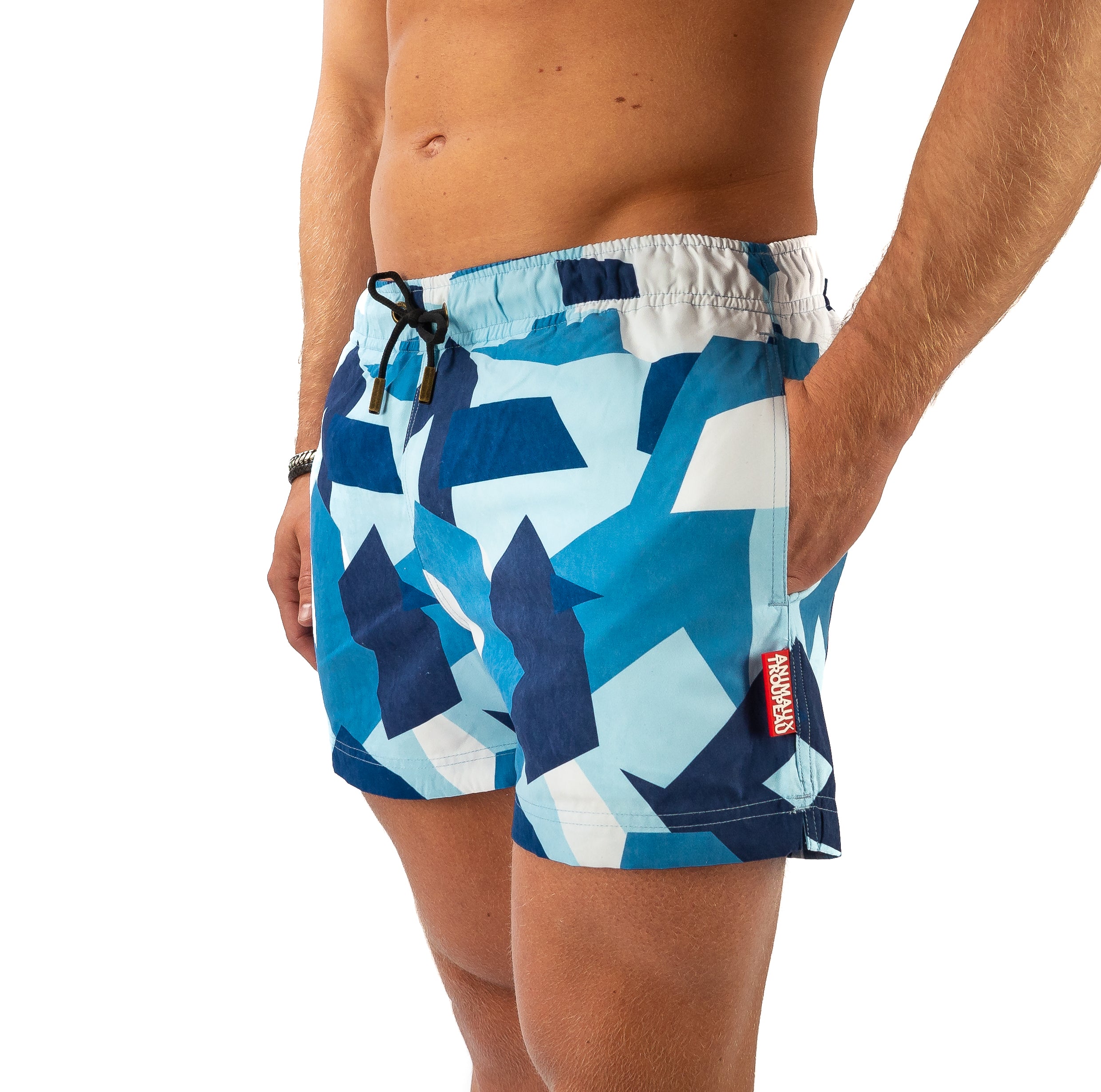 Zwembroek heren camouflage Animaux Troupeau Blue Camo Side