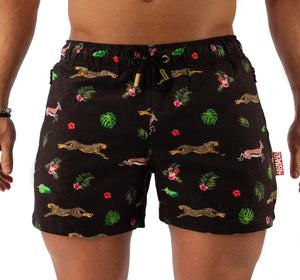 Zwembroek heren zwart Animaux Troupeau Black Cheetah Front